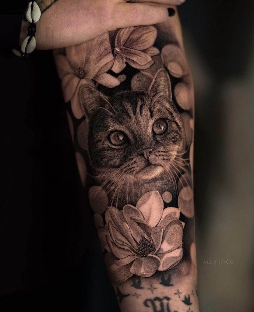 Realistisches Tier Tattoo in Frankfurt – Katzenporträt