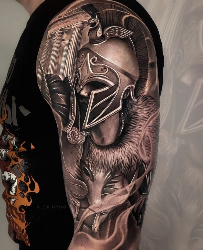 Sparta Tattoo Frankfurt – realistische Darstellung eines spartanischen Kriegers